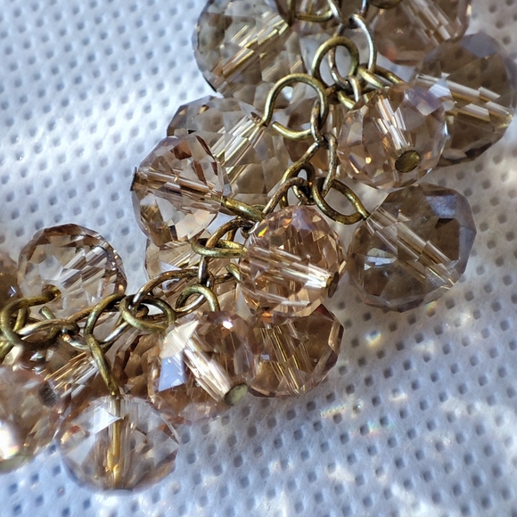 Faceted Glass Crystal Honey Color Gold Tone Cha Cha Necklace - Picture 6 of 6